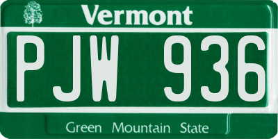 VT license plate PJW936