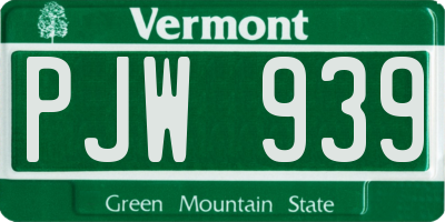 VT license plate PJW939