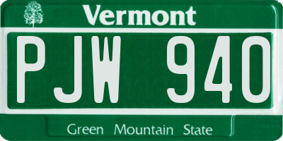 VT license plate PJW940