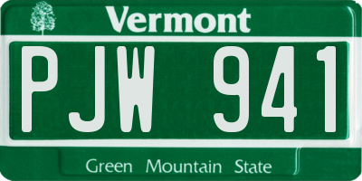 VT license plate PJW941