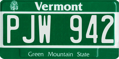 VT license plate PJW942