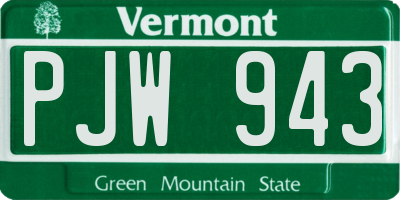 VT license plate PJW943