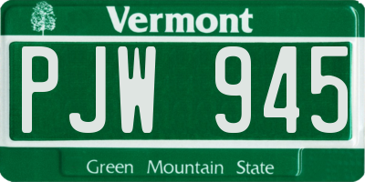 VT license plate PJW945