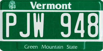 VT license plate PJW948
