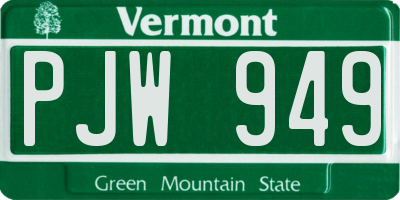 VT license plate PJW949