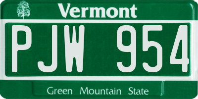 VT license plate PJW954