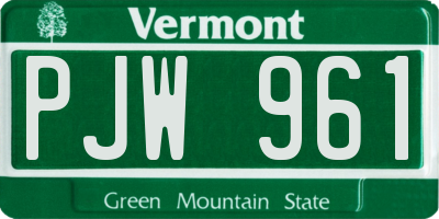 VT license plate PJW961