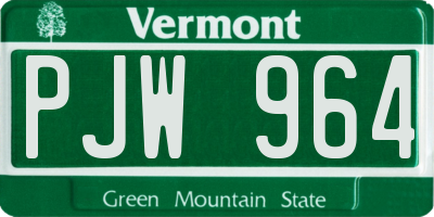 VT license plate PJW964