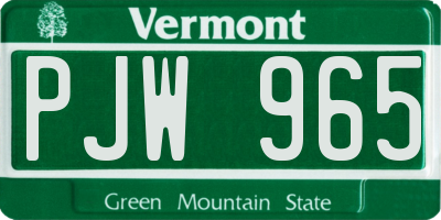 VT license plate PJW965