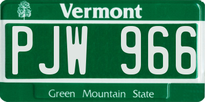 VT license plate PJW966
