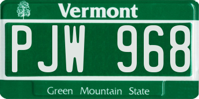 VT license plate PJW968