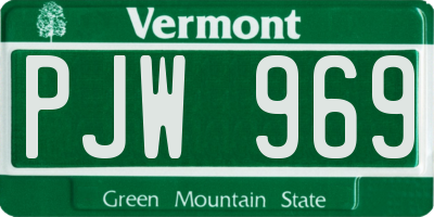 VT license plate PJW969