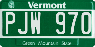 VT license plate PJW970