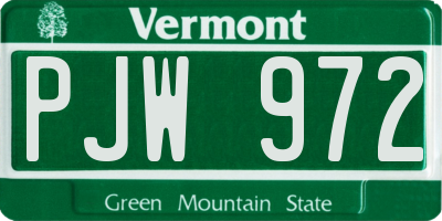VT license plate PJW972