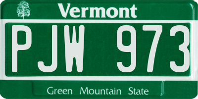 VT license plate PJW973