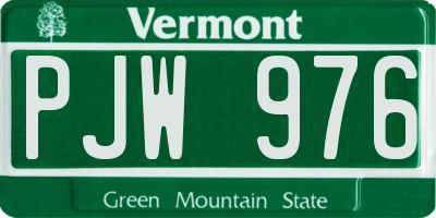 VT license plate PJW976