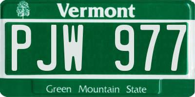 VT license plate PJW977