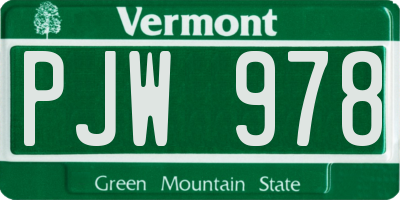 VT license plate PJW978