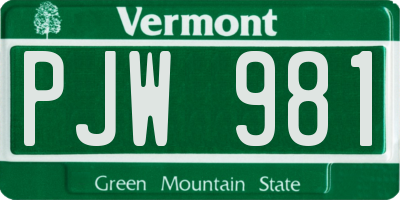 VT license plate PJW981