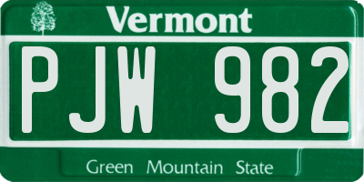 VT license plate PJW982
