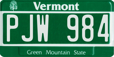 VT license plate PJW984