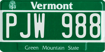 VT license plate PJW988