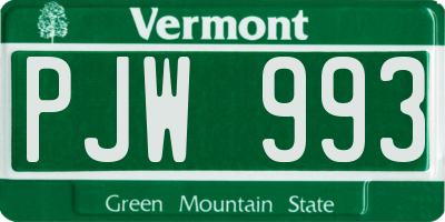 VT license plate PJW993