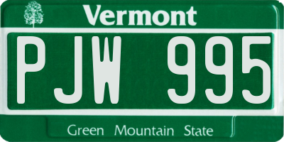 VT license plate PJW995
