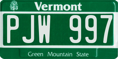 VT license plate PJW997