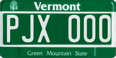 VT license plate PJX000
