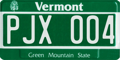VT license plate PJX004