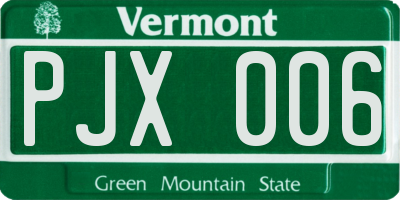 VT license plate PJX006