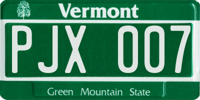VT license plate PJX007