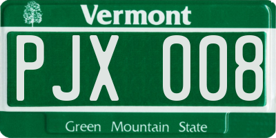 VT license plate PJX008
