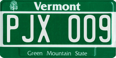 VT license plate PJX009
