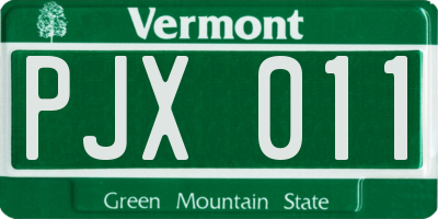 VT license plate PJX011