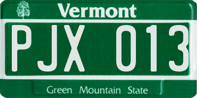VT license plate PJX013
