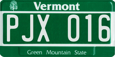 VT license plate PJX016