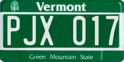 VT license plate PJX017