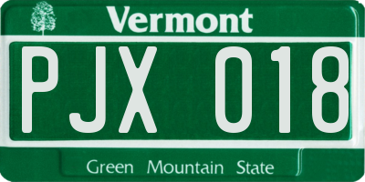 VT license plate PJX018