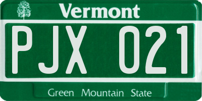 VT license plate PJX021
