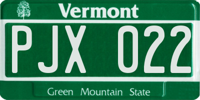 VT license plate PJX022