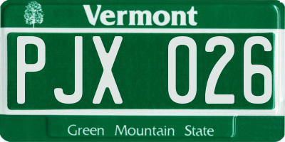 VT license plate PJX026