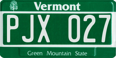 VT license plate PJX027