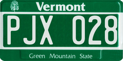 VT license plate PJX028