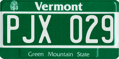 VT license plate PJX029