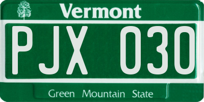 VT license plate PJX030