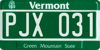 VT license plate PJX031