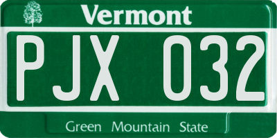 VT license plate PJX032
