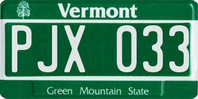 VT license plate PJX033